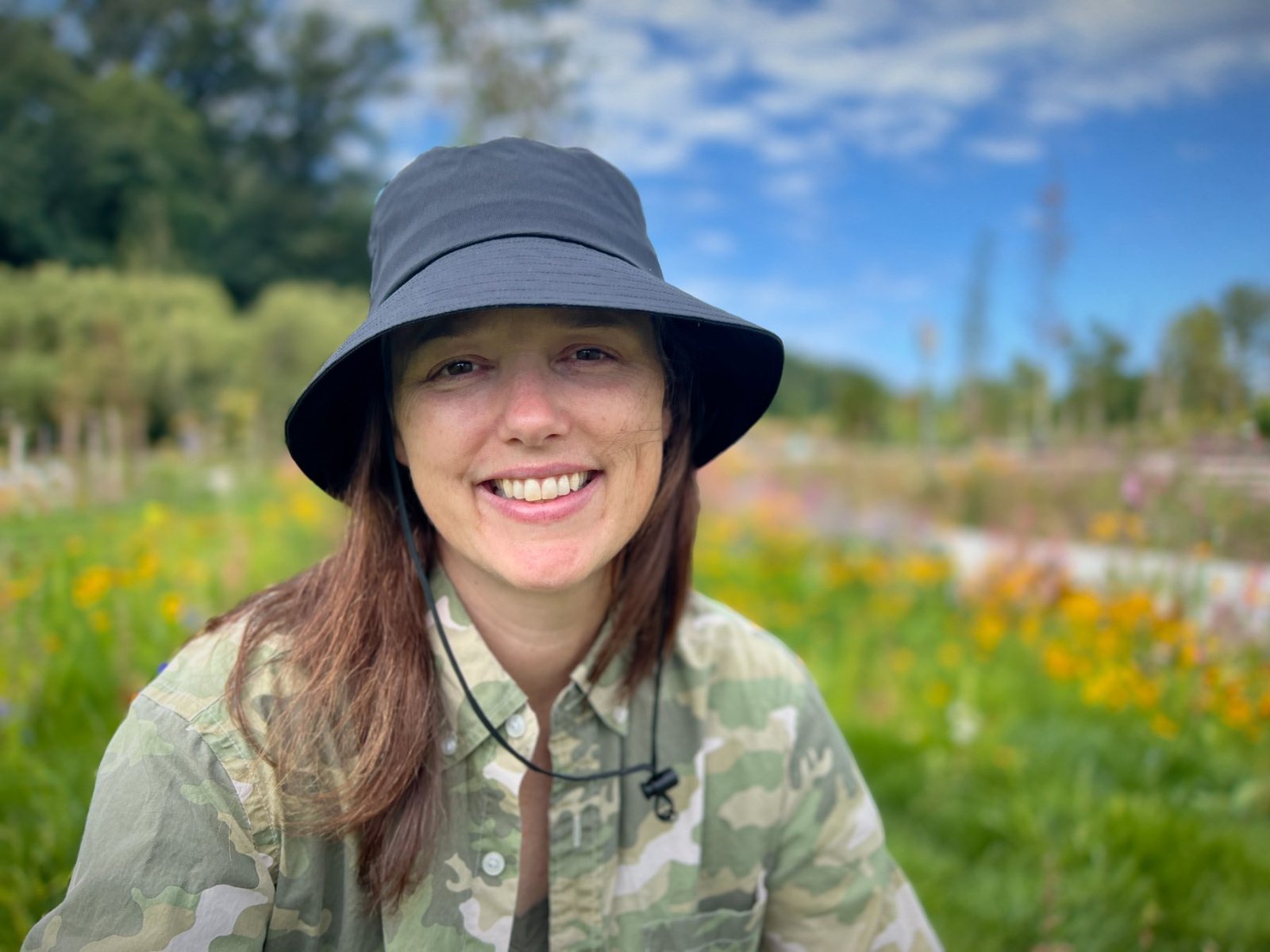 Tara Tiger Brown in a flowering field